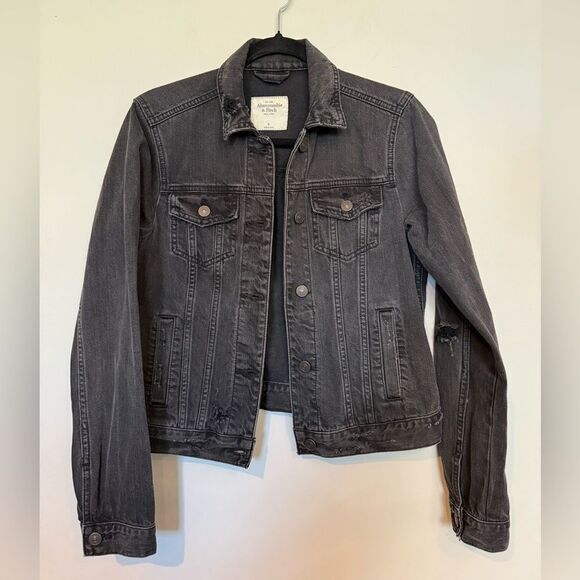 Abercrombie & Fitch Distressed Heavyweight Denim Jean Jacket Women's Size Small - Picture 5 of 9